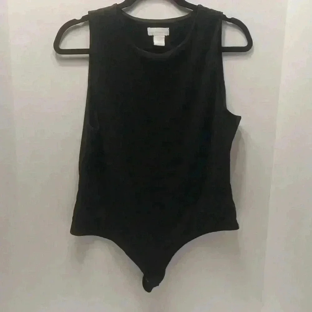 House Of Harlow 196O Black Ribbed Thong Bodysuit Size XL
